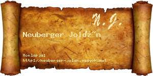 Neuberger Jolán névjegykártya